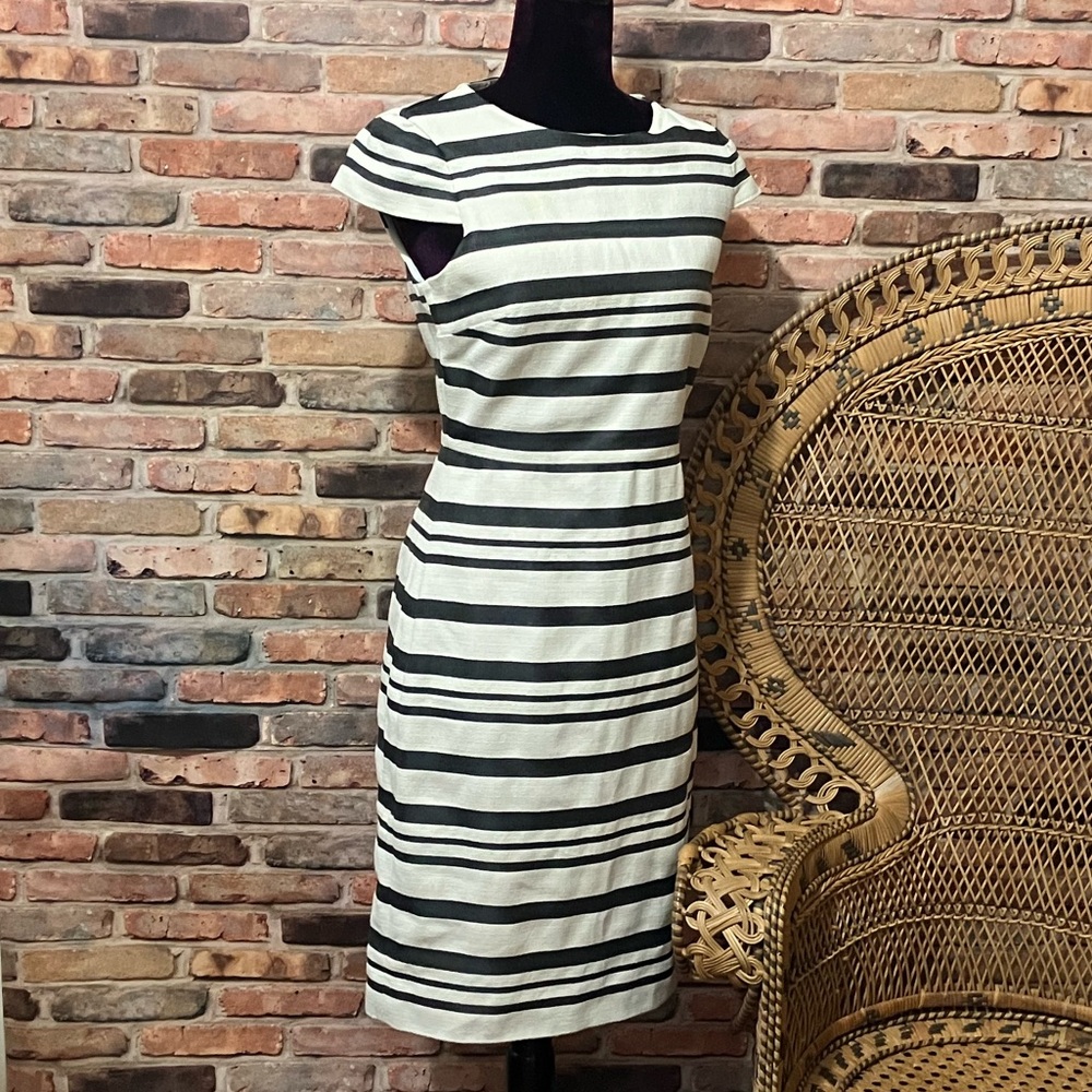 J. Crew Black and White Striped Dress